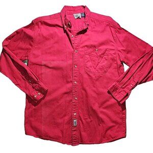 Blue Pointe Mens Long Sleeve Casual Button Down Shirt Collared Red SMALL Heavy